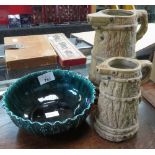 2 STUDIO POTTERY JUGS & A BOWL