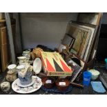 PICTURES, CHESS SET, BACKGAMMON, TRUNCHEON, CHINA ETC