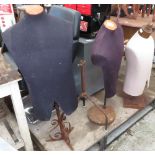 3 HALF MANNEQUINS ON STANDS & 1 METAL STAND