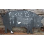 BUTCHERS ADVERTSING SIGN/CHALK BOARD IN THE SHAPE OF A PIG