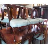 12 MAHOGANY FRAMED DINING CHAIRS ON CABRIOLE LEGS & WITH STUFF OVER SEATS