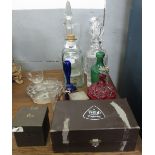 VARIOUS CUT GLASS DECANTERS & OTHER GLASSWARE