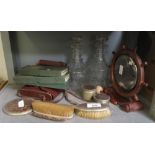 DRESSING TABLE SET, GONG, 2 DECANTERS, 2 BOXES OF CUTLERY & 2 BOXED CAMERAS