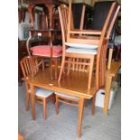MID CENTURY DINING TABLE & 4 CHAIRS