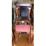 MAHOGANY SIDE TABLE & 2 FOOT STOOLS