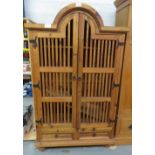 MODERN PINE 2 DOOR CUPBOARD WITH SLATTED FRONT