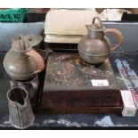 WOODEN TRAY, METAL BOX, PLATEWARE, TEAPOT, JUGS ETC