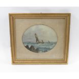 COASTAL SHIPPING SCENE OIL ON BOARD (ALFRED MONTAGUE 1832-1883)