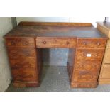 A VICTORIAN SATIN BIRCH TWIN PEDESTAL DESK BY HEAL & SON, LONDON