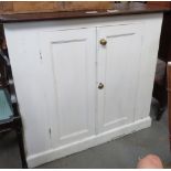 WHITE PAINTED LATE VICTORIAN PINE FLOOR STANDING CUPBOARD