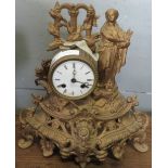 FRENCH STYLE GILT CASED MANTEL CLOCK