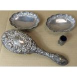 SILVER HAIRBRUSH & OTHER ITEMS