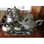 PEWTER TEA & COFFEE POTS ETC