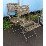 PAIR OF GARDEN CHAIRS ON METAL BASES