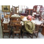OLD CHARM STYLE OAK DINING TABLE WITH 6 MATCHING DINING CHAIRS