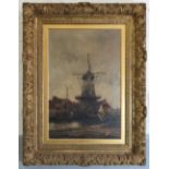LARGE GILT FRAMED PICTURE OF A WINDMILL