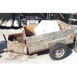 WOODEN TRAILER WITH VINTAGE BADGES