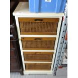 WOODEN UNIT WITH 4 RATTAN DRAWERS