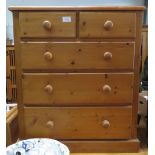 PINE CHEST OF 2 SHORT, 3 LONG DRAWERS