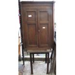 OAK CORNER CUPBOARD, FOLDING TABLE & ANOTHER TABLE