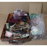 LARGE COLLECTION OF COINS, KEYS, NOTES, AUTOGRAPH BOOKS ETC