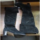 PAIR OF RUSSELL & BROMLEY BLACK SUEDE KNEE HIGH BOOTS, SIZE 41, HARDLY WORN