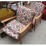 PAIR OF ERCOL STYLE MID CENTURY ARMCHAIRS + 1 OLDER TUB CHAIR