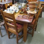 OAK DINING TABLE WITH 4 MATCHING CHAIRS