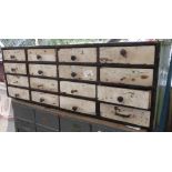 VICTORIAN PINE BANK OF DRAWERS