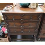 OAK 3 DRAWER CHEST ON RAISED LEGS