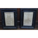 PAIR OF PLASTER PICTURES IN CARVED FRAMES