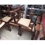 4 MAHOGANY DINING CHAIRS ON BALL & CLAW FEET