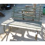WROUGHT IRON FRAMED ROLL BACK BENCH