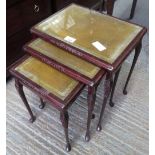 SET OF 3 NEST OF TABLES WITH GLAZED TOPS