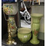 BRASS TABLE LAMP & 2 JARDINIERS ## pat tested ##