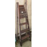 VINTAGE WOODEN STEP LADDER WITH SUPPORT