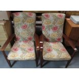 PAIR OF 2 PARKER KNOLL ARMCHAIRS WITH MATCHING CLOTH SEATS