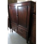 VICTORIAN MAHOGANY CUPBOARD WITH DRAWERS TO BASE