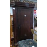 MAHOGANY CORNER CUPBOARD ALONG WITH AN OAK PLANT STAND