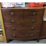 MAHOGANY BOW FRONTED CHEST OF DRAWERS, 2 SHORT, 3 LONG