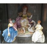 CAPODIMONTE FIGURE OF A LADY, ROYAL WORCESTER FIGURE & ROYAL DOULTON FIGURE