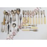 A quantity of silver plated cutlery including preserve spoons butter knife, table knives, forks,