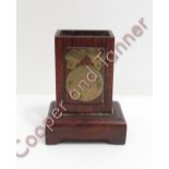 A Chinese brass mounted hardwood matchbox stand 9cms high