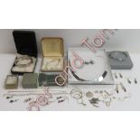 A quantity of silver and silver coloured jewellery, some with boxes