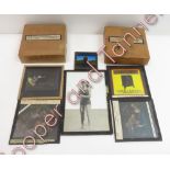 Two small boxes of assorted magic lantern slides, various including Tribes people; Crystal Palace;