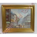 Burnett (20th Century) - Continental street scene, oil on canvas, signed, 19.5cms x 24.5cms