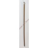 A silver topped malacca walking cane with original ferule 92cms long