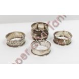 A collection of four silver napkin rings, various dates and makers, 50 g (1.6 troy ozs) gross