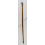 A silver topped malacca walking cane with original horn ferule, 91cms long
