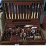 WOODEN BOXED CANTEEN OF CUTLERY